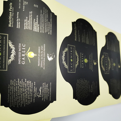 Die Cut Golden Foil Stamping Cemerlang Label Perekat Makanan Bentuk Kustom
