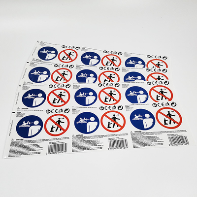 Stiker Label Peringatan Glossy PVC CMYK Perekat Tahan Air Kertas Vinyl