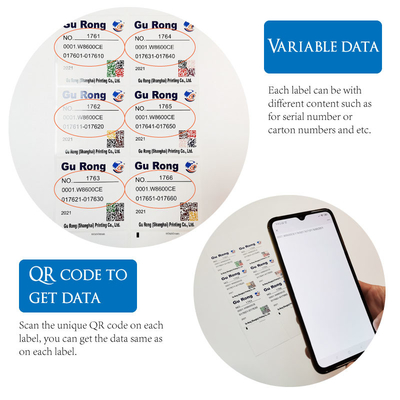 Pencetakan Label Data Variabel Glossy BOPP Stiker Kode Qr Tahan Air