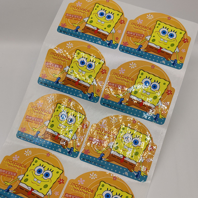 Label Perekat yang Dapat Dicetak CMYK BOPP Kartun Mengkilap Die Cut Sticker Sheets