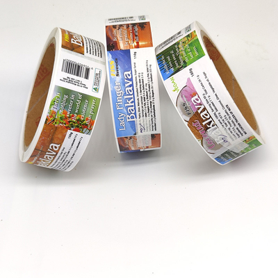 Stiker Pelabelan Makanan Pantone CMYK Digital BOPP Film Dicetak Label Tahan Air