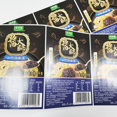Label Paket Makanan Semi Matte CMYK BOPP Label Perekat Diri yang Dapat Dicetak
