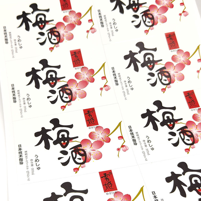 Stiker Label Anggur Perekat Timbul UV Spot Varnishin CMYK Dapat Dicetak
