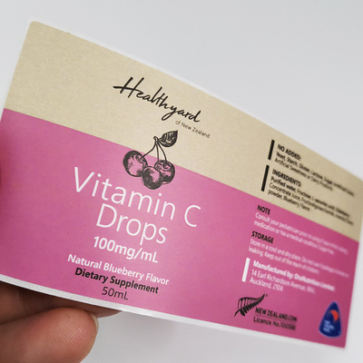 Pencetakan Label Farmasi yang Dapat Dilepas Label Botol Vitamin CMYK