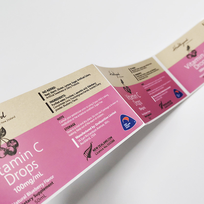 Pencetakan Label Farmasi yang Dapat Dilepas Label Botol Vitamin CMYK