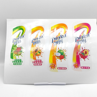 Desain Stiker Kosmetik CMYK Rectangular PVC Pantone Cosmetics Label Putih