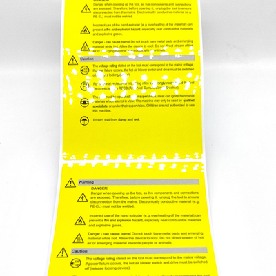 Matte Adhesive Anti Static Label CMYK Perhatian Kertas Stiker Industri